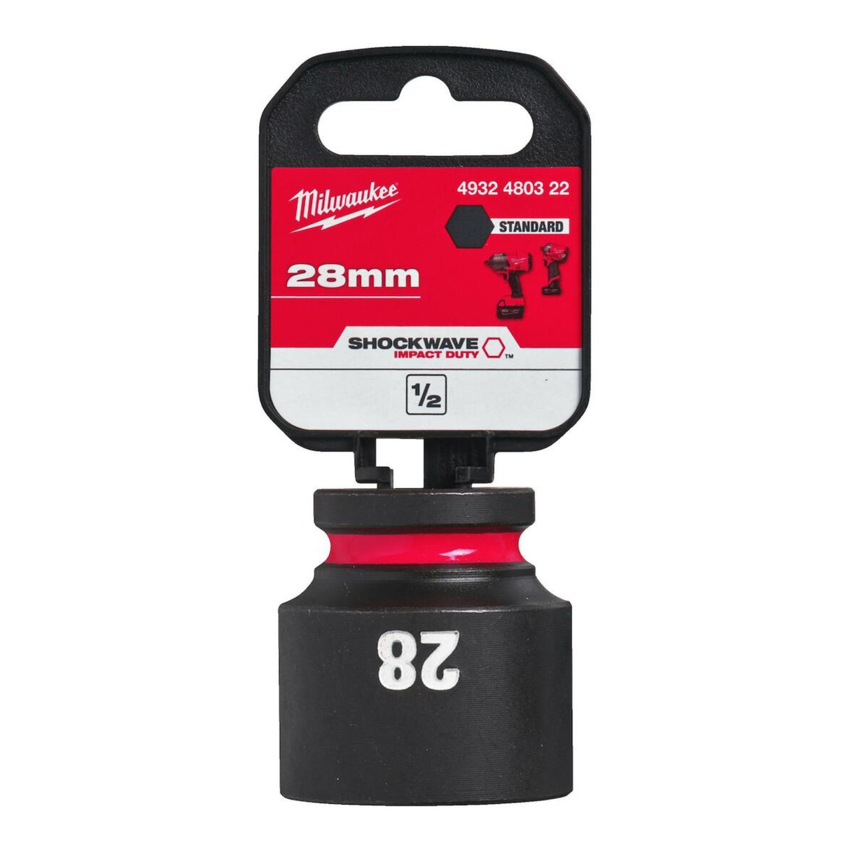 Milwaukee Shockwave Impact Socket 1/2" Drive 28mm Standard 4932480322 - SOCKETS - SINGLE, NOT SETS - Beattys of Loughrea