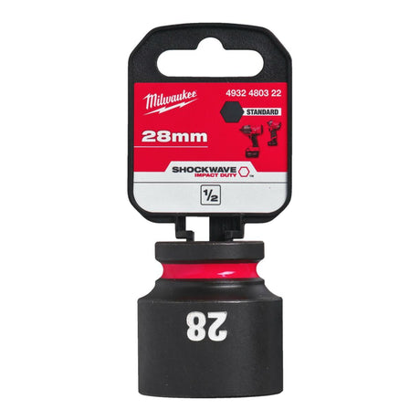 Milwaukee Shockwave Impact Socket 1/2" Drive 28mm Standard 4932480322 - SOCKETS - SINGLE, NOT SETS - Beattys of Loughrea