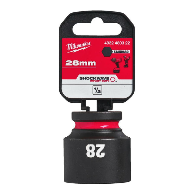 Milwaukee Shockwave Impact Socket 1/2" Drive 28mm Standard 4932480322 - SOCKETS - SINGLE, NOT SETS - Beattys of Loughrea