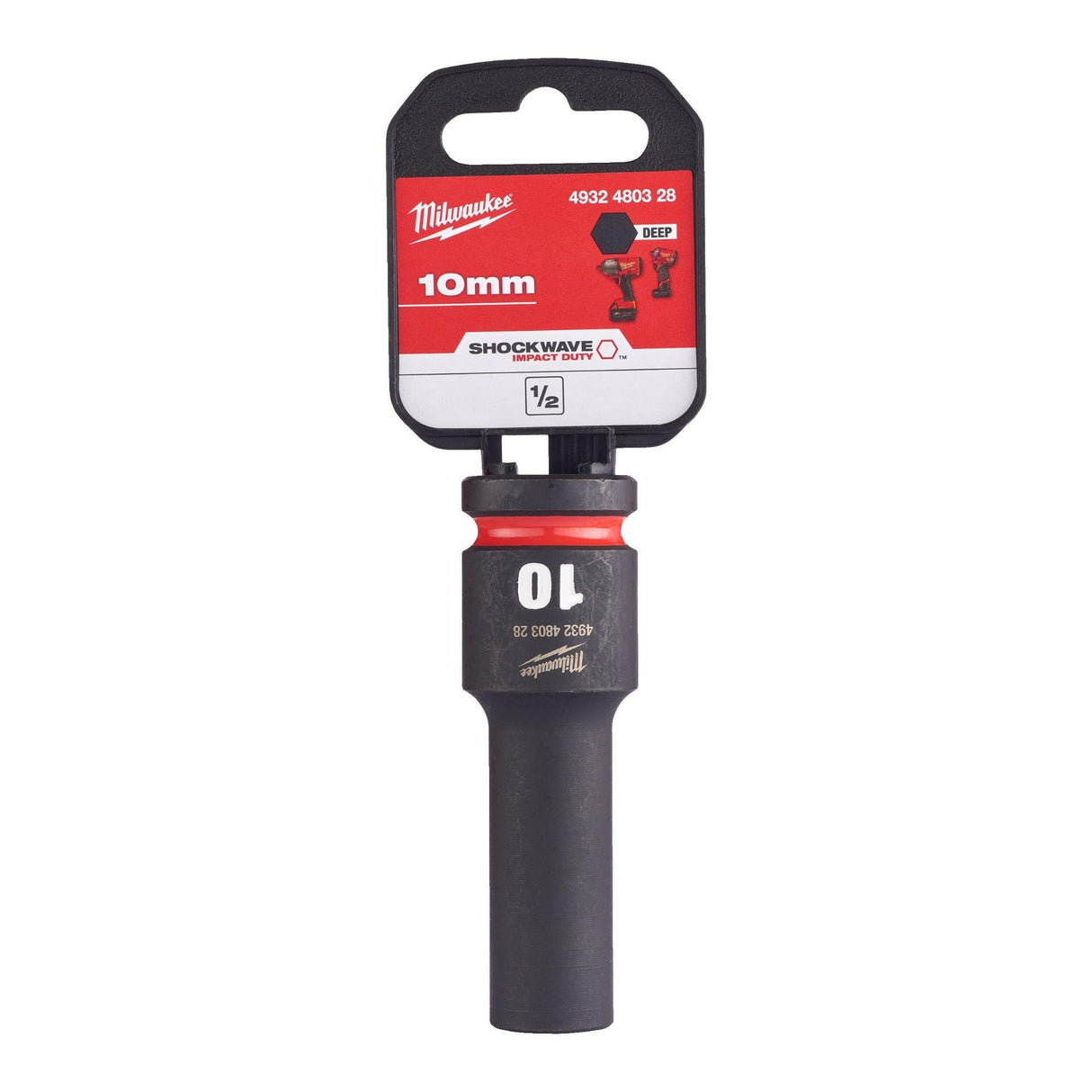 Milwaukee Shockwave Impact Socket 1/2" Drive 10mm Deep 4932480328 - SOCKETS - SINGLE, NOT SETS - Beattys of Loughrea