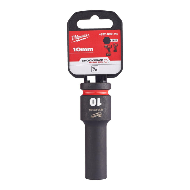 Milwaukee Shockwave Impact Socket 1/2" Drive 10mm Deep 4932480328 - SOCKETS - SINGLE, NOT SETS - Beattys of Loughrea