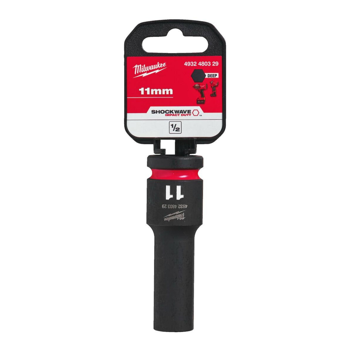 Milwaukee Shockwave Impact Socket 1/2" Drive 11mm Deep 4932480329 - SOCKETS - SINGLE, NOT SETS - Beattys of Loughrea