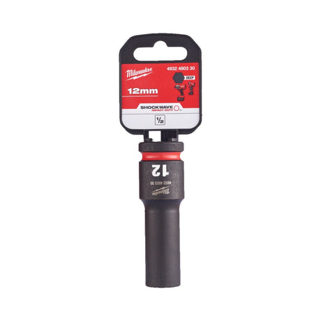 Milwaukee Shockwave Impact Socket 1/2" Drive 12mm Deep 4932480330 - SOCKETS - SINGLE, NOT SETS - Beattys of Loughrea