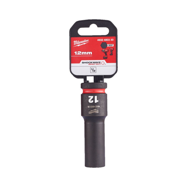 Milwaukee Shockwave Impact Socket 1/2" Drive 12mm Deep 4932480330 - SOCKETS - SINGLE, NOT SETS - Beattys of Loughrea