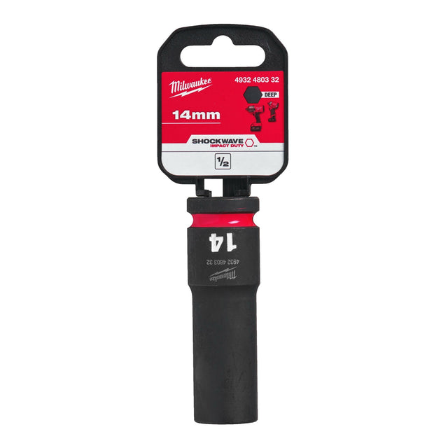 Milwaukee Shockwave Impact Socket 1/2" Drive 14mm Deep 4932480332 - SOCKETS - SINGLE, NOT SETS - Beattys of Loughrea