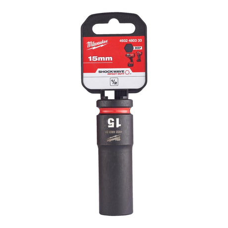 Milwaukee Shockwave Impact Socket 1/2" Drive 15mm Deep 4932480333 - SOCKETS - SINGLE, NOT SETS - Beattys of Loughrea