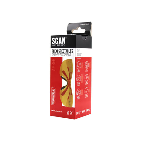 Scan Flexi Safety Spectacles, Amber Lens - SAFETY GOGGLES/ GLASSES - Beattys of Loughrea