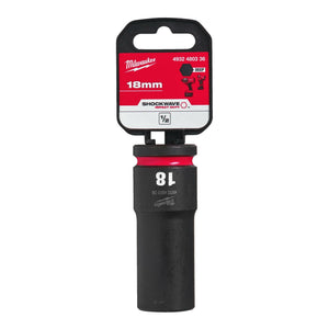 Milwaukee Shockwave Impact Socket 1/2" Drive 18mm Deep 4932480336 - TOOL SETS/ SOCKET SETS - Beattys of Loughrea