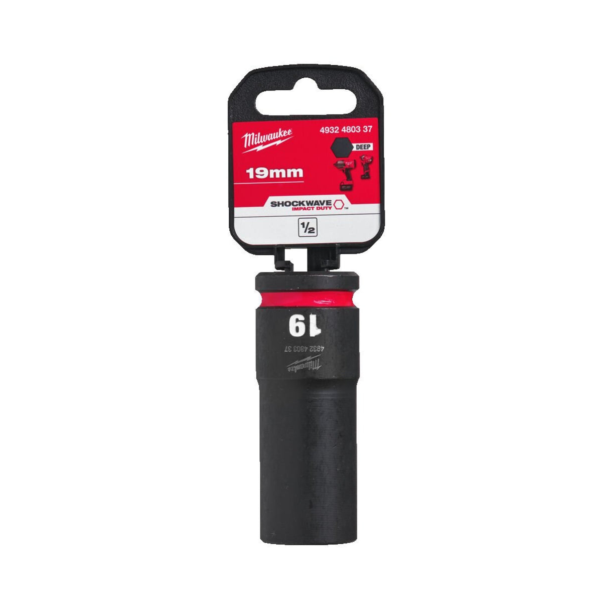 Milwaukee Shockwave Impact Socket 1/2" Drive 19mm Deep 4932480337 - TOOL SETS/ SOCKET SETS - Beattys of Loughrea