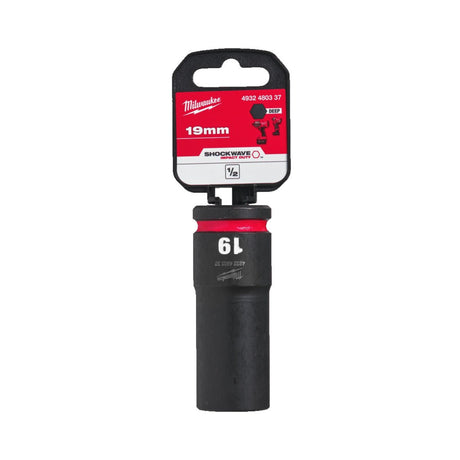 Milwaukee Shockwave Impact Socket 1/2" Drive 19mm Deep 4932480337 - TOOL SETS/ SOCKET SETS - Beattys of Loughrea