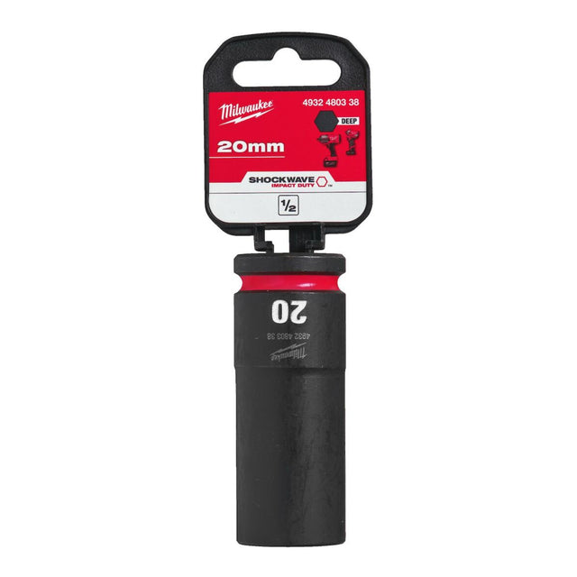 Milwaukee Shockwave Impact Socket 1/2" Drive 20mm Deep 4932480338 - TOOL SETS/ SOCKET SETS - Beattys of Loughrea