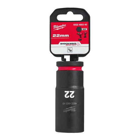Milwaukee Shockwave Impact Socket 1/2" Drive 22mm Deep 4932480340 - TOOL SETS/ SOCKET SETS - Beattys of Loughrea