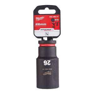 Milwaukee Shockwave Impact Socket 1/2" Drive 26mm Deep 4932480344 - TOOL SETS/ SOCKET SETS - Beattys of Loughrea