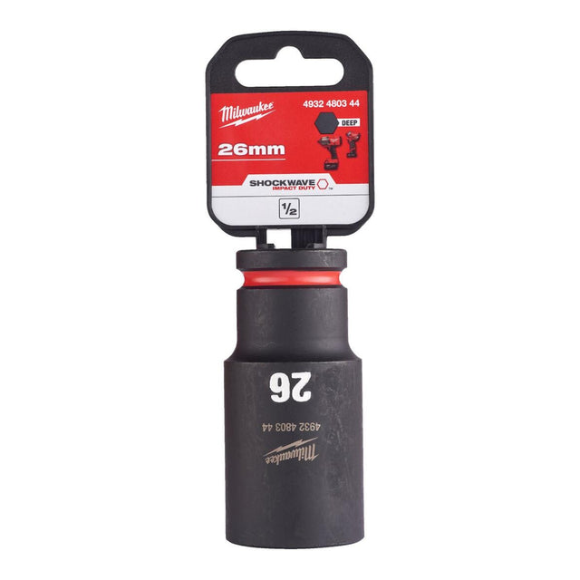 Milwaukee Shockwave Impact Socket 1/2" Drive 26mm Deep 4932480344 - TOOL SETS/ SOCKET SETS - Beattys of Loughrea