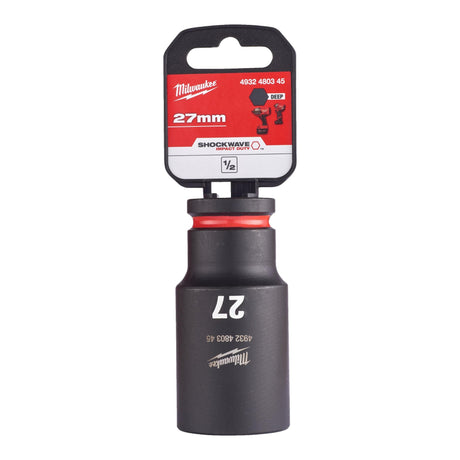 Milwaukee Shockwave Impact Socket 1/2" Drive 27mm Deep 4932480345 - TOOL SETS/ SOCKET SETS - Beattys of Loughrea