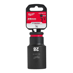 Milwaukee Shockwave Impact Socket 1/2" Drive 28mm Deep 4932480346 - TOOL SETS/ SOCKET SETS - Beattys of Loughrea