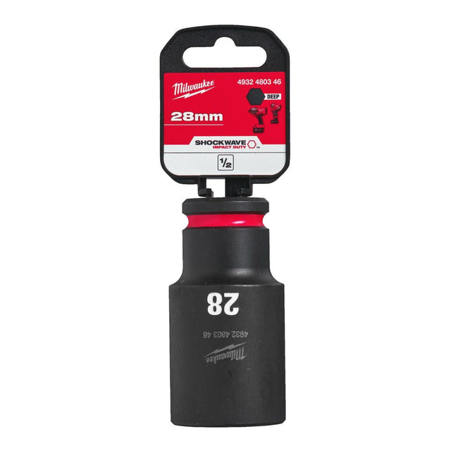 Milwaukee Shockwave Impact Socket 1/2" Drive 28mm Deep 4932480346 - TOOL SETS/ SOCKET SETS - Beattys of Loughrea