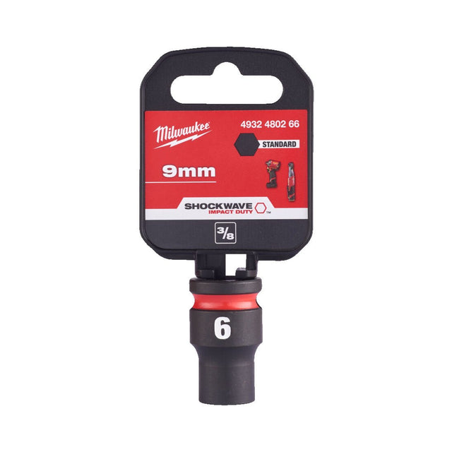 Milwaukee Shockwave Impact Socket 3/8" Drive 9mm Standard 4932480266 - TOOL SETS/ SOCKET SETS - Beattys of Loughrea