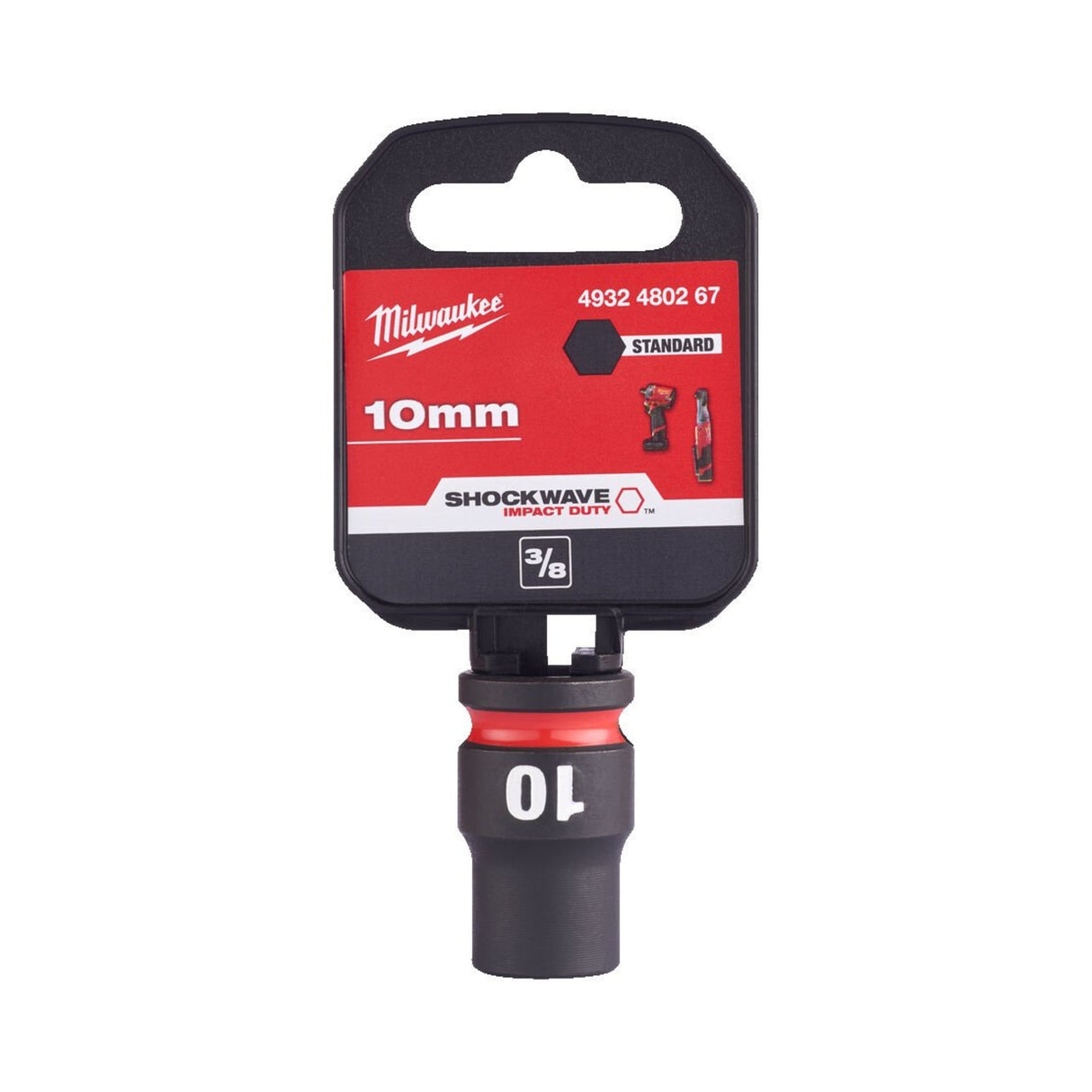 Milwaukee Shockwave Impact Socket 3/8" Drive 10mm Standard 4932480267 - TOOL SETS/ SOCKET SETS - Beattys of Loughrea