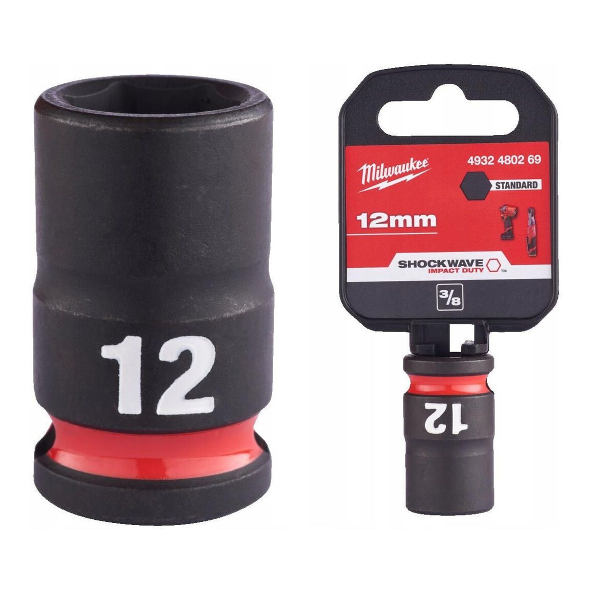 Milwaukee Shockwave Impact Socket 3/8" Drive 12mm Standard 4932480269 - TOOL SETS/ SOCKET SETS - Beattys of Loughrea