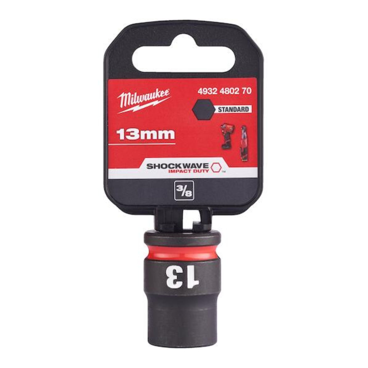 Milwaukee Shockwave Impact Socket 3/8" Drive 13mm Standard 4932480270 - TOOL SETS/ SOCKET SETS - Beattys of Loughrea