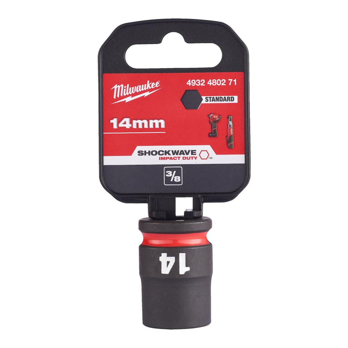 Milwaukee Shockwave Impact Socket 3/8" Drive 14mm Standard 4932480271 - TOOL SETS/ SOCKET SETS - Beattys of Loughrea