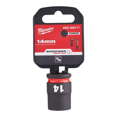 Milwaukee Shockwave Impact Socket 3/8" Drive 14mm Standard 4932480271 - TOOL SETS/ SOCKET SETS - Beattys of Loughrea