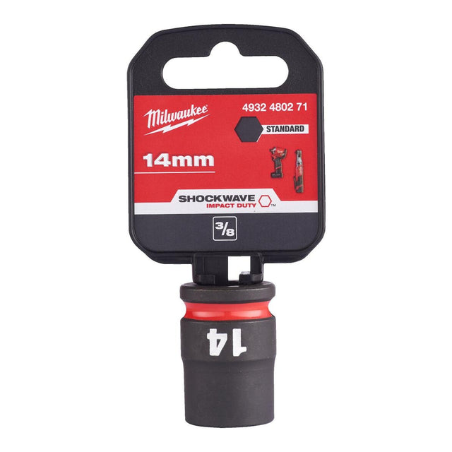 Milwaukee Shockwave Impact Socket 3/8" Drive 14mm Standard 4932480271 - TOOL SETS/ SOCKET SETS - Beattys of Loughrea
