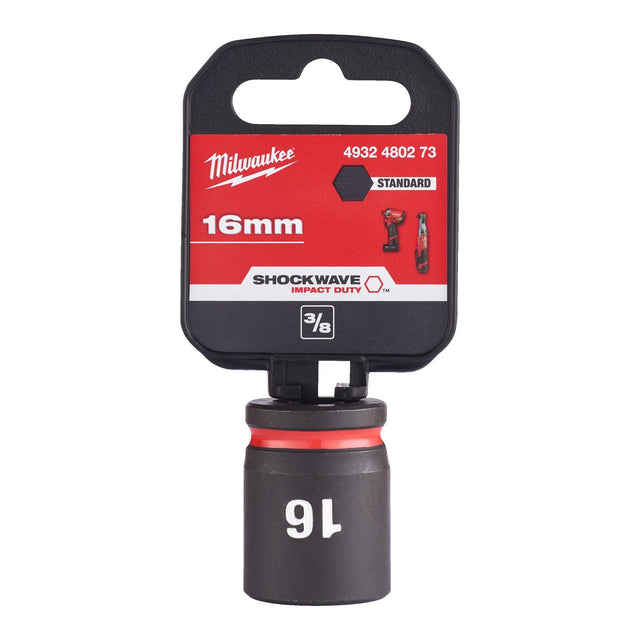 Milwaukee Shockwave Impact Socket 3/8" Drive 16mm Standard 4932480273 - TOOL SETS/ SOCKET SETS - Beattys of Loughrea