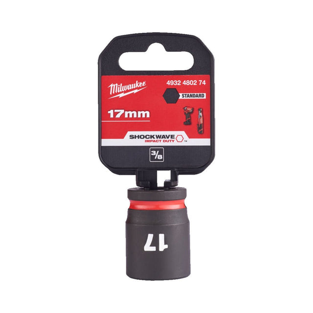 Milwaukee Shockwave Impact Socket 3/8" Drive 17mm Standard 4932480274 - TOOL SETS/ SOCKET SETS - Beattys of Loughrea