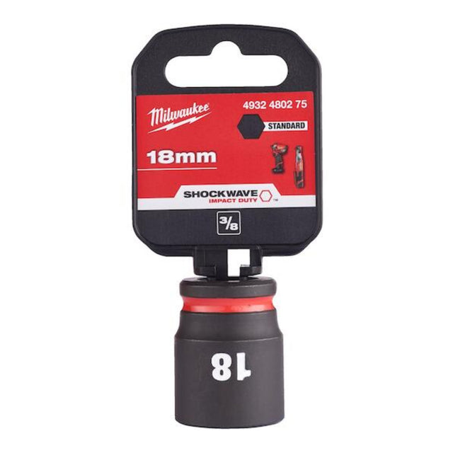 Milwaukee Shockwave Impact Socket 3/8" Drive 18mm Standard 4932480275 - TOOL SETS/ SOCKET SETS - Beattys of Loughrea