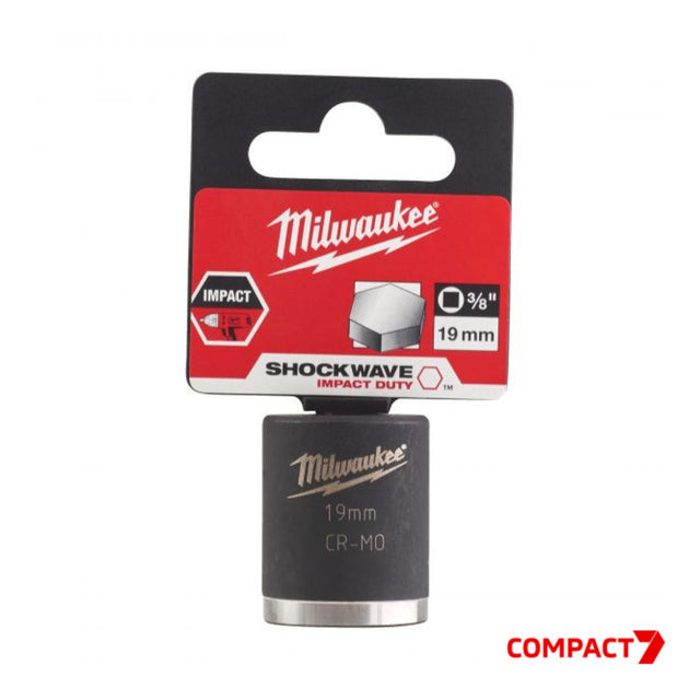 Milwaukee Shockwave Impact Socket 3/8" Drive 19mm Standard 4932480276 - TOOL SETS/ SOCKET SETS - Beattys of Loughrea