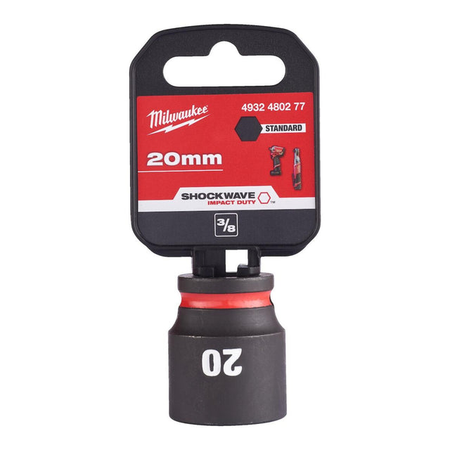 Milwaukee Shockwave Impact Socket 3/8" Drive 20mm Standard 4932480277 - TOOL SETS/ SOCKET SETS - Beattys of Loughrea