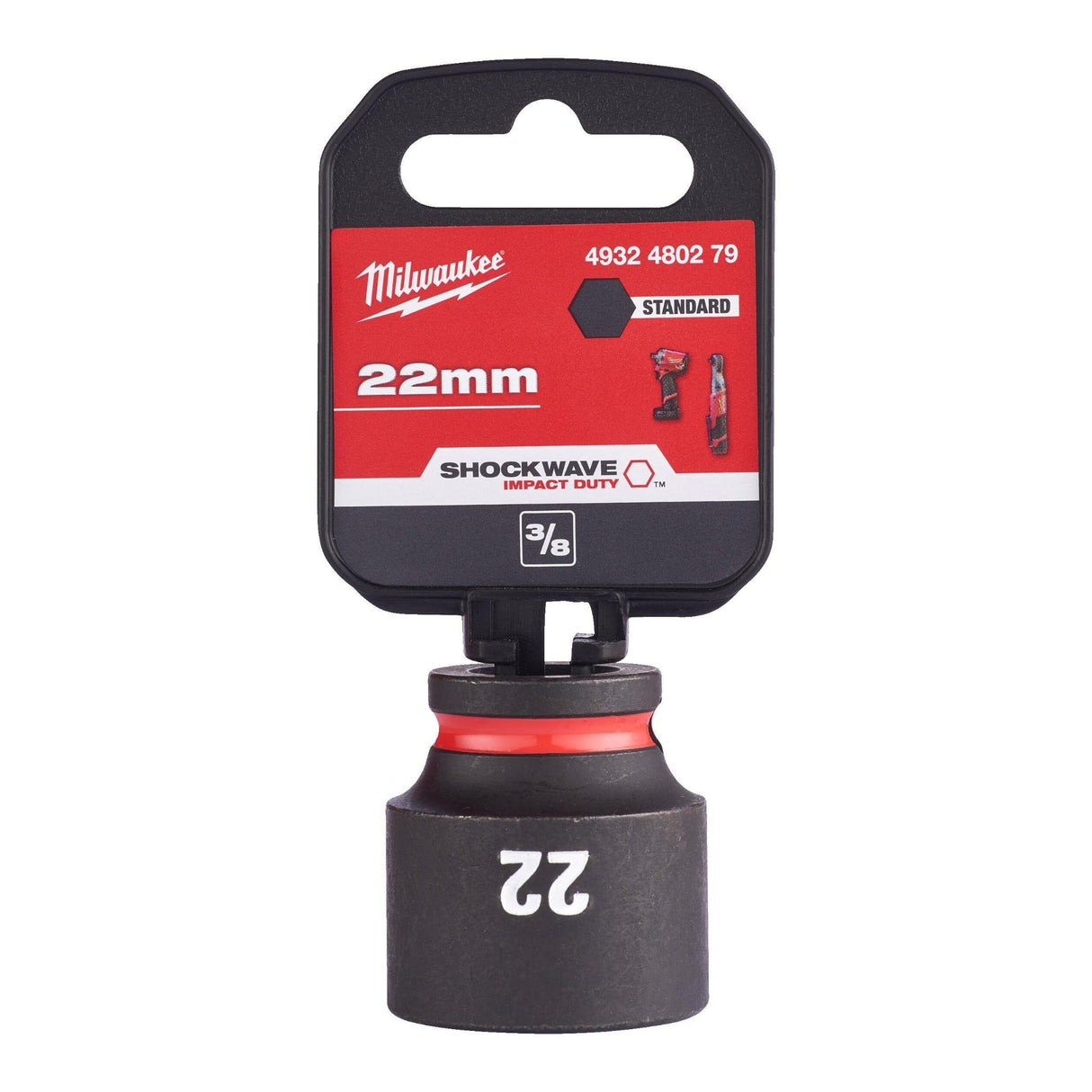 Milwaukee Shockwave Impact Socket 3/8" Drive 22mm Standard 4932480279 - TOOL SETS/ SOCKET SETS - Beattys of Loughrea