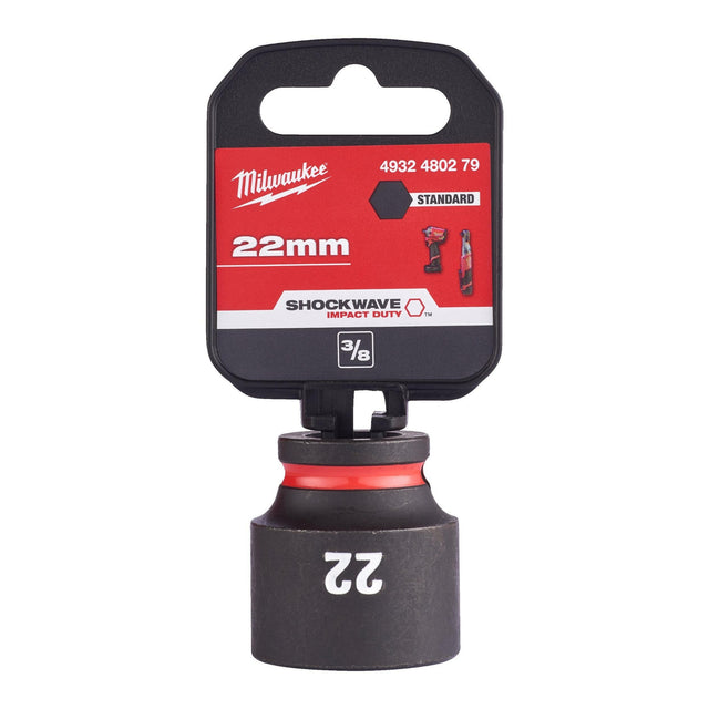 Milwaukee Shockwave Impact Socket 3/8" Drive 22mm Standard 4932480279 - TOOL SETS/ SOCKET SETS - Beattys of Loughrea