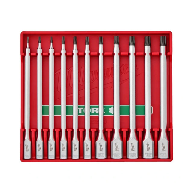 Milwaukee 11pc 1/4" + 3/8" Drive Torx Long-Bit Socket Set 4932500431 - TOOL SETS/ SOCKET SETS - Beattys of Loughrea
