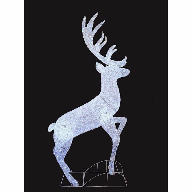 2.5m (8ft) Ice White 1000 LED Soft Acrylic Standing Reindeer - XMAS LIGHTED OUTDOOR DECOS - Beattys of Loughrea