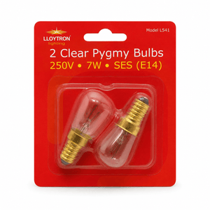 Lloytron 7W Clear Pygmy Bulbs - Pack of 2 - LIGHT BULBS - Beattys of Loughrea