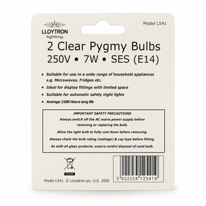 Lloytron 7W Clear Pygmy Bulbs - Pack of 2 - LIGHT BULBS - Beattys of Loughrea