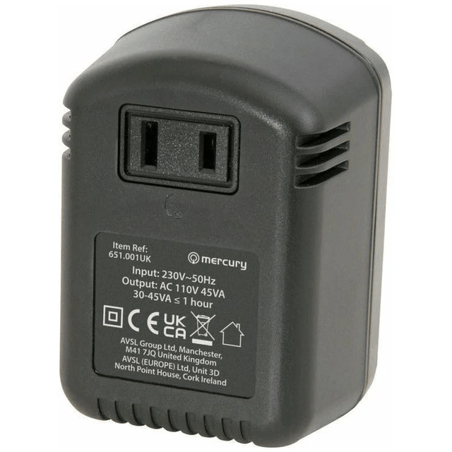 Mercury Visitor Travel Voltage Converter Adaptor 45w | USA to Ireland/UK - TRANSFORMERS - Beattys of Loughrea