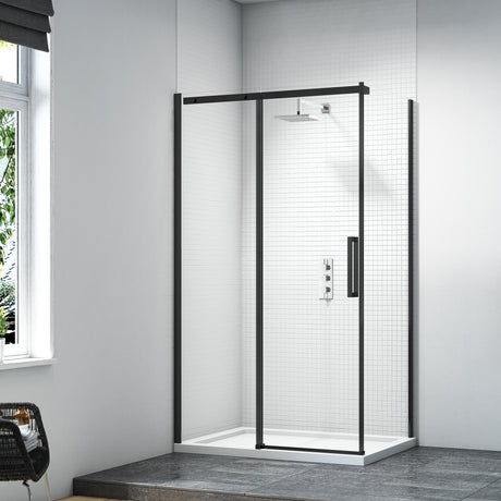 Merlyn Black Sliding Door Side Panel 900mm - SHOWER DOORS - Beattys of Loughrea