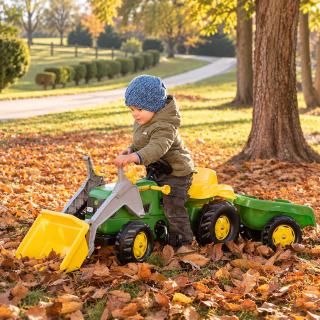 Rolly Kid John Deere Pedal Tractor with Loader & Trailer - RIDE ON TRACTORS & ACCESSORIES - Beattys of Loughrea