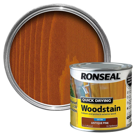 Ronseal Quick Drying Woodstain Satin - Antique Pine 750ml - VARNISHES / WOODCARE - Beattys of Loughrea