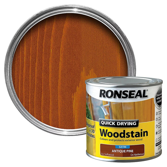 Ronseal Quick Drying Woodstain Satin - Antique Pine 2.5L - VARNISHES / WOODCARE - Beattys of Loughrea