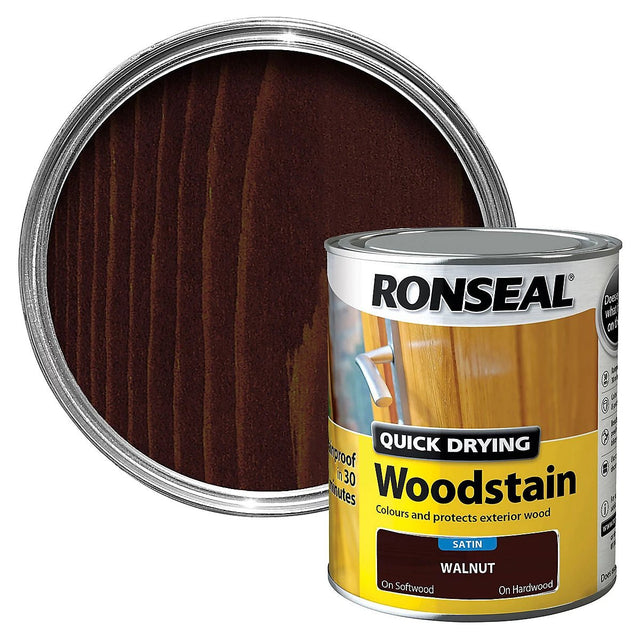 Ronseal Quick Drying Woodstain Satin - Walnut 250ml - VARNISHES / WOODCARE - Beattys of Loughrea