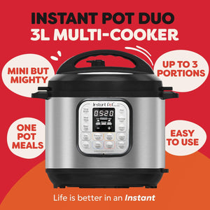 Instant Pot Duo Mini 3L 7 - in - 1 Electric Pressure Cooker Black/Silver - FOOD STEAMER RICE COOKER SLOW COOKER - Beattys of Loughrea