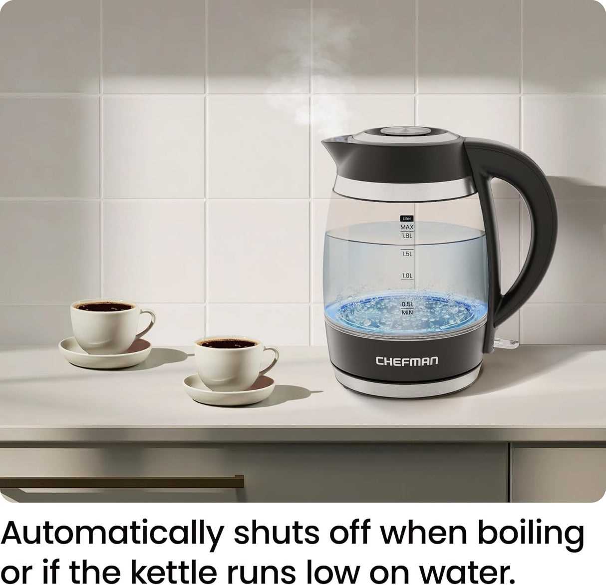 Chefman Fast - Boil 1.8L Electric Glass Kettle | RJ11 - 18 - CTI - UK - KETTLES - Beattys of Loughrea