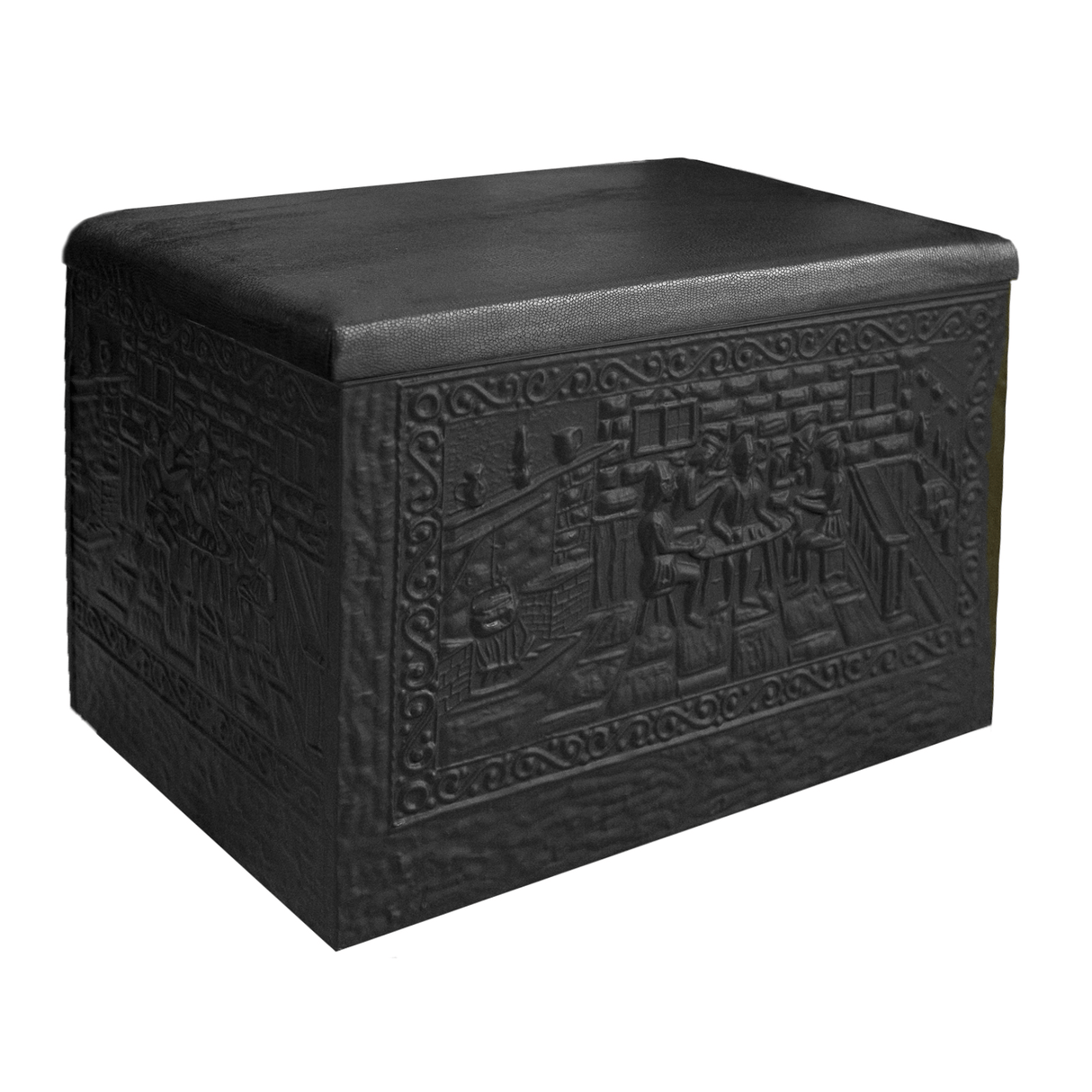 Fireside Log and Turf Box with Padded Lid Large - FIREPLACE - COAL BUCKET LOG BOX BASKET STOVE FAN - Beattys of Loughrea