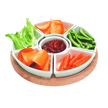 Apollo Lazy Susan with Ceramic Dishes - WOODEN KITCHENWARE /ACCESSORIES - Beattys of Loughrea