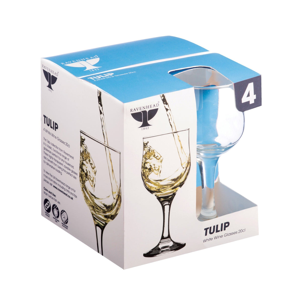 Ravenhead Tulip Set Of 4 White Wine Glasses 20cl - DRINKING GLASSES - Beattys of Loughrea